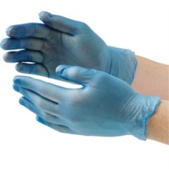Powered Blue Vinyl Gloves  (100 per pack)