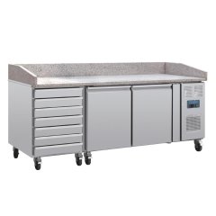 Pizza counter with marble top 2 doors,  dough drawers side compressor