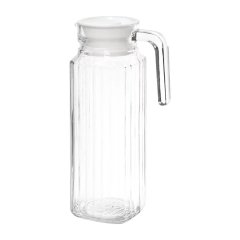 Olympia Ribbed Glass Jug with Lid - 1Ltr (Box 6)