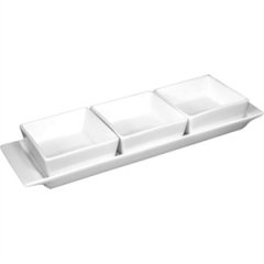 Olympia Whiteware 3 Section Dishes with Plate - 300x90mm 11 3/4x3 1/2 (Box 2)
