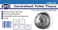 Centrefeed Toilet Rolls 6 Rolls Per Case
