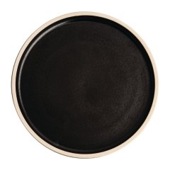 Olympia Canvas Flat Round Plate Unglazed Edge Delhi Black - 250mm (Box 6)