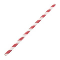 Compostable Paper Straws Red Stripes 8" (Pack of 250)