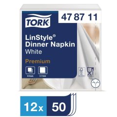 Tork Premium Linstyle Dinner Napkin White 40x40cm 1/4 Fold (Pack of 600)