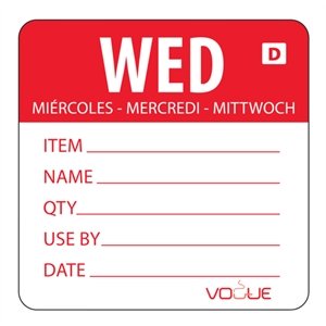 Vogue Red Dissolvable Wednesday Labels (Pack of 250)