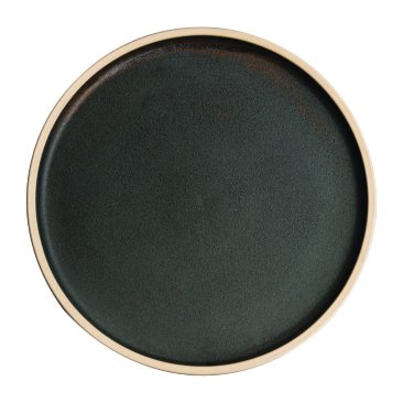 Olympia Canvas Flat Round Plate Unglazed Edge Green Verdigris - 250mm (Box 6)