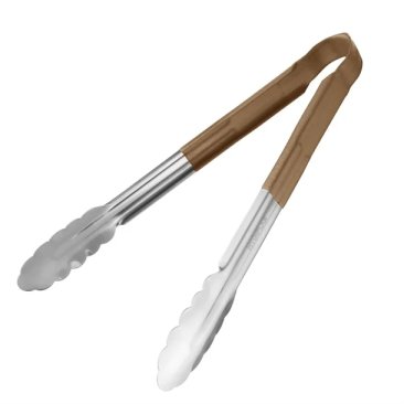 Vogue Colour Coded Brown Serving Tongs 11"