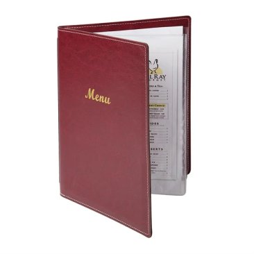 Olympia Faux Leather Menu Cover A4 Burgundy